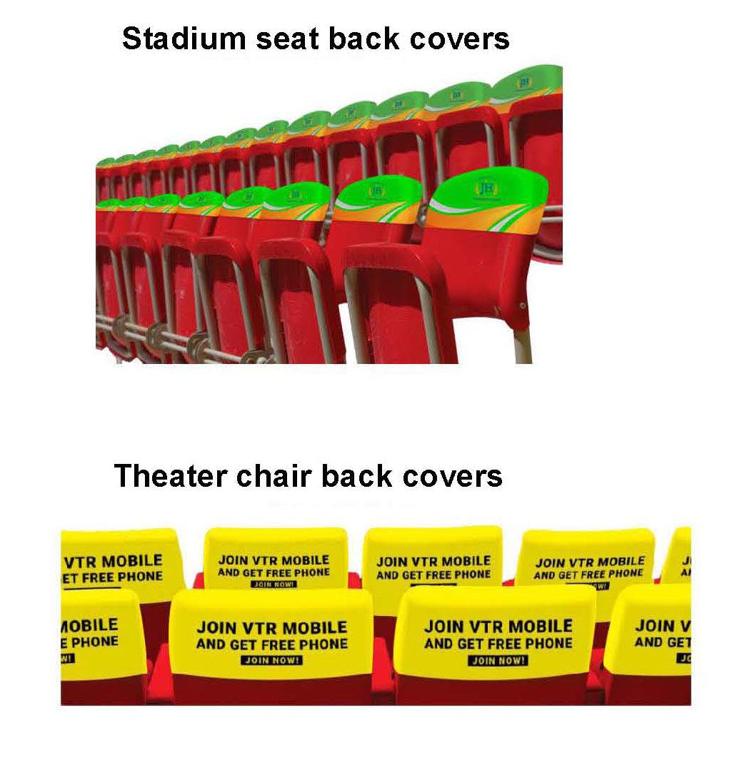 Custom Printed Spandex Stadium and Theatre Chair Back Covers 