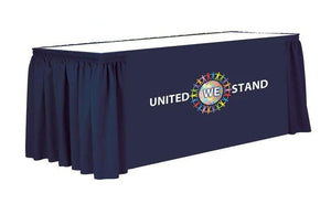 Custom Branded Poly Table skirt with full color print for United We stand