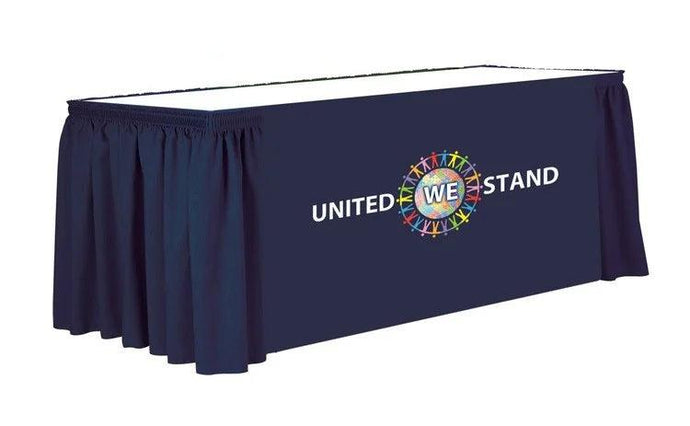 Custom Branded Poly Table skirt with full color print for United We stand