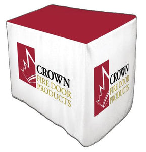 Trade show crate cover with front and side panel 3 color print for crown Fire Door Products