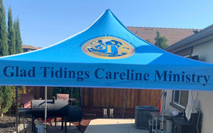 Blue Full-color 10 foot printed event tent for Careline Kingdom Ministries