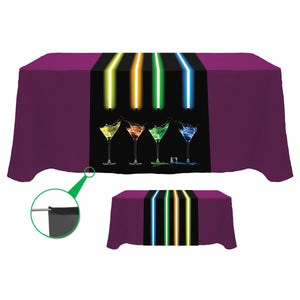 Custom printed table runner with neon color art