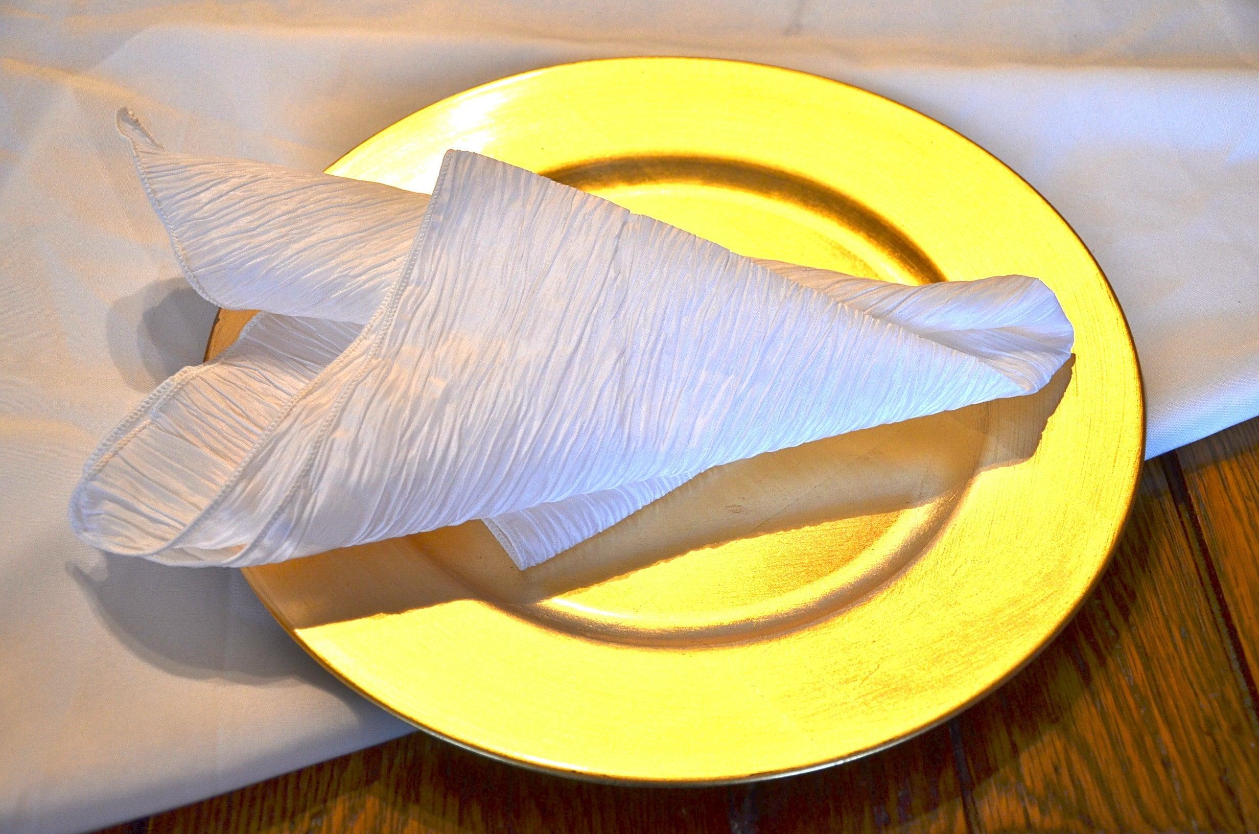 5 Pack Gold Accordion Crinkle Taffeta Cloth Dinner Napkins 20X20