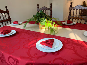 Red Frederic damask tablecloth 