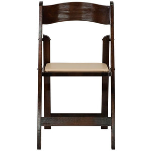 Fruitwood Wood Folding Chair with Vinyl Padded Seat - Premier Table Linens - PTL 
