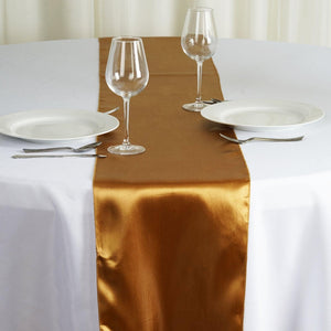 Gold 12" x 108" Satin Table Runner - Premier Table Linens - PTL 