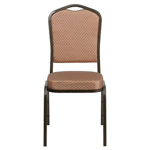 Gold Diamond Patterned Fabric Stacking Banquet Chair, Gold Frame - Premier Table Linens - PTL 