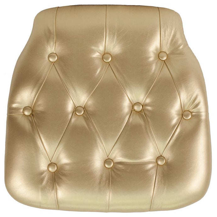 Gold Tufted Vinyl Chiavari Chair Cushion - Hard, 1.5