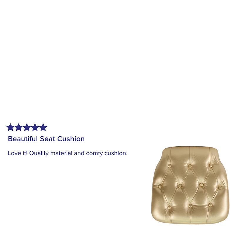 Gold Tufted Vinyl Chiavari Chair Cushion Hard, 1.5"