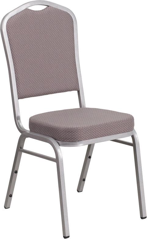 Gray Dot Fabric Stacking Banquet Chair, Silver Frame - Premier Table Linens - PTL 