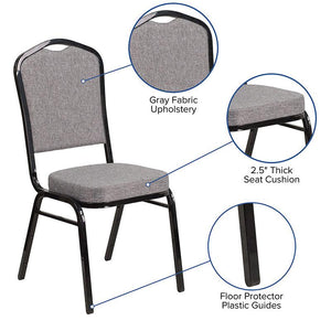 Gray Fabric Stacking Banquet Chair, Black Frame - Premier Table Linens - PTL 