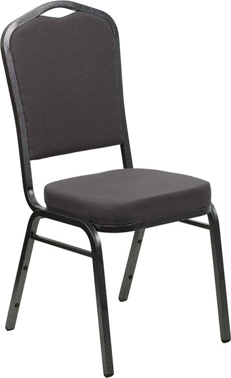 Gray Fabric Stacking Banquet Chair, Silver Frame - Premier Table Linens - PTL 