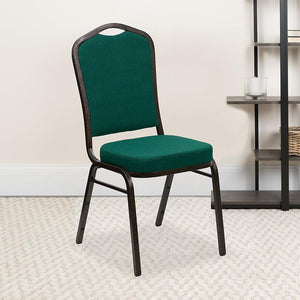 Green Fabric Stacking Banquet Chair, Gold Frame - Premier Table Linens - PTL 