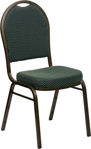 Green Patterned Fabric Dome Back Stacking Banquet Chair, Gold Frame - Premier Table Linens - PTL 