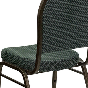 Green Patterned Fabric Dome Back Stacking Banquet Chair, Gold Frame - Premier Table Linens - PTL 