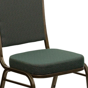 Green Patterned Fabric Stacking Banquet Chair, Gold Frame - Premier Table Linens - PTL 