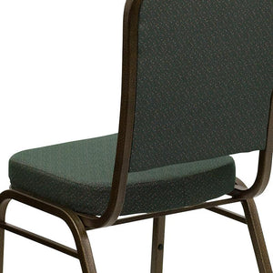 Green Patterned Fabric Stacking Banquet Chair, Gold Frame - Premier Table Linens - PTL 