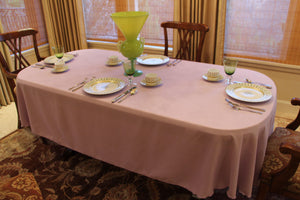 Pink oval tablecloth Havana Linen Collection 
