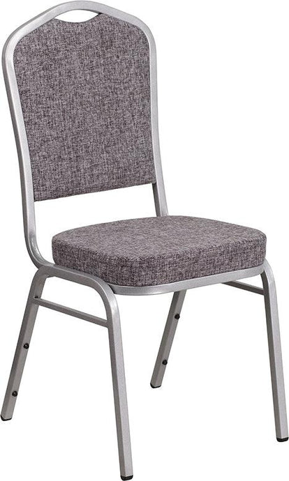 Herringbone Fabric Stacking Banquet Chair, Silver Frame - Premier Table Linens - PTL 