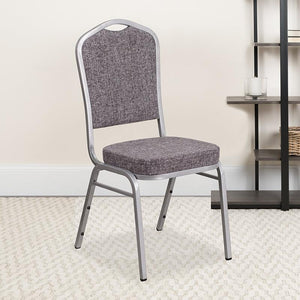 Herringbone Fabric Stacking Banquet Chair, Silver Frame - Premier Table Linens - PTL 