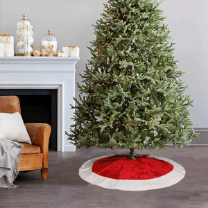 Holiday Red 36" Round Plush Velvet Christmas Tree Skirt - Premier Table Linens - PTL 