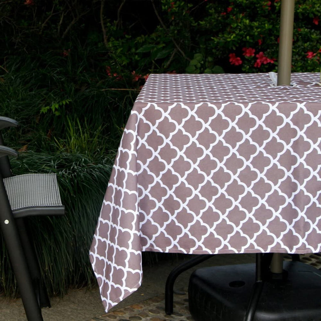 Rectangular Outdoor Tablecloth With Umbrella Hole & Zipper, Arelis Damask - Premier Table Linens - PTL 