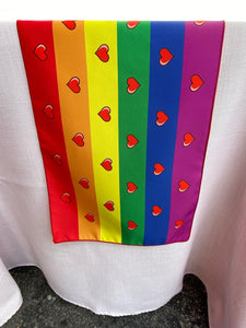LGBT Gay Pride Rainbow With Hearts Table Runner - Premier Table Linens - PTL 