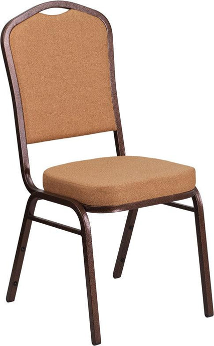 Light Brown Fabric Stacking Banquet Chair, Copper Frame - Premier Table Linens - PTL 