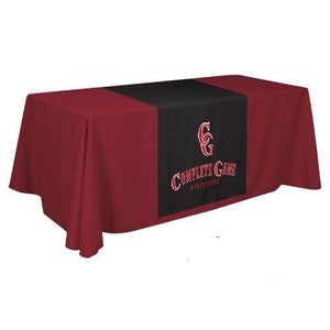 Black printed Liquid Repellant Table runner with front panel print for complete Game Ministries
