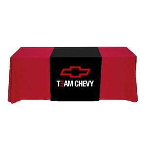 Two color printed liquid repellant table runner for Chevrolet Motors