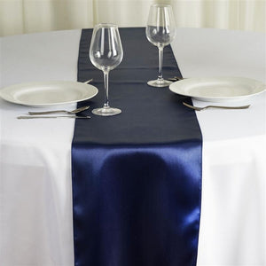Navy Blue 12" x 108" Satin Table Runner - Premier Table Linens - PTL 