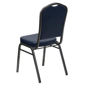 Navy Vinyl Stacking Banquet Chair, Silver Frame - Premier Table Linens - PTL 