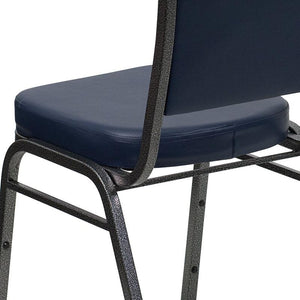 Navy Vinyl Stacking Banquet Chair, Silver Frame - Premier Table Linens - PTL 