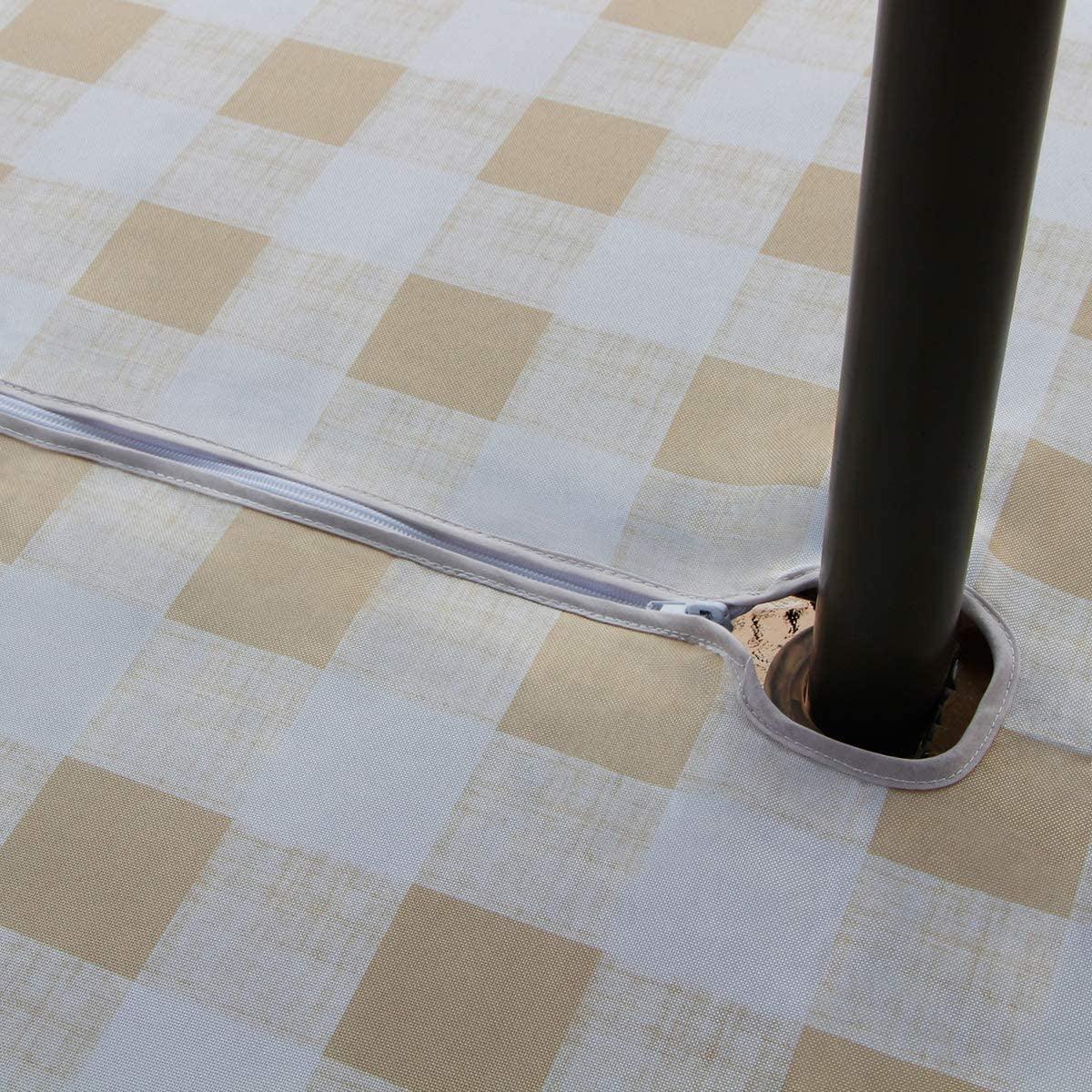 buffalo plaid patio umbrellas Outdoor Tablecloth With Umbrella Hole and Zipper