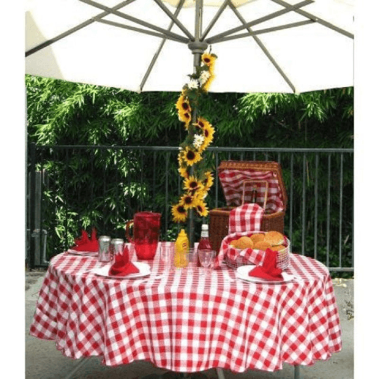 Outdoor Red Checkered Tablecloth With Umbrella Hole & Zipper - Premier Table Linens - PTL 
