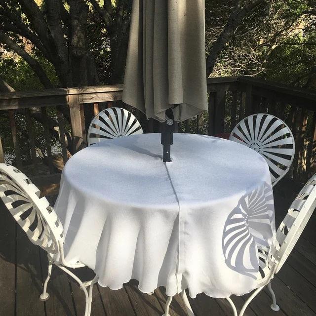 Outdoor Tablecloth With Umbrella Hole, Havana Linen Collection Outdoor Tablecloth With Umbrella Hole, Havana Linen Collection