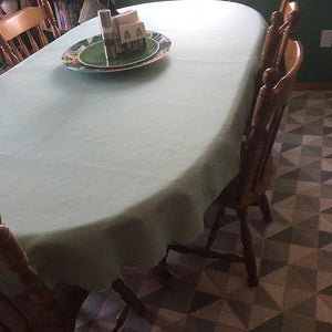 Oval tablecloth in a country home