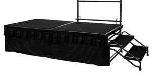 Stage skirt on a temporary black stage with side steps
