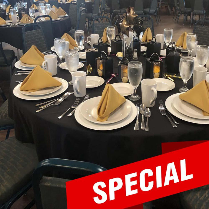 Hotel black round tablecloths for an elegant special event