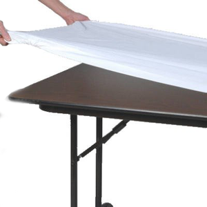 White 30" x 72" Rectangular Spandex Table Topper With Elastic - Premier Table Linens - PTL 