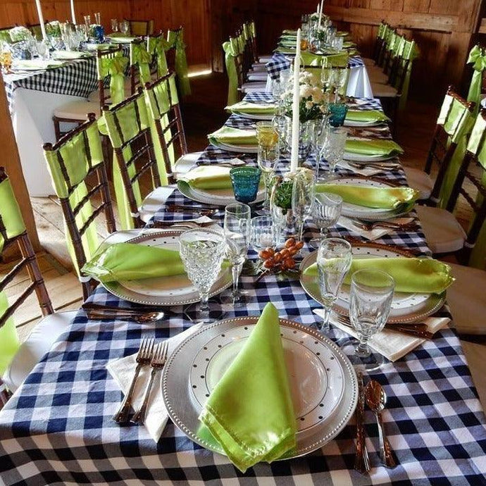 Black and white checkered tablecloth