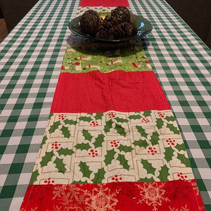 Checkered tablecloth during Christmas