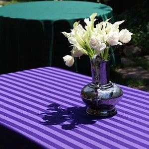 Rectangular Fitted Tablecloth Demo Height 36" & 42" Poly Stripe - Premier Table Linens - PTL 