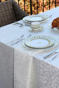 Rectangular Fitted Tablecloth Demo Height 36" & 42" Somerset Damask - Premier Table Linens - PTL 
