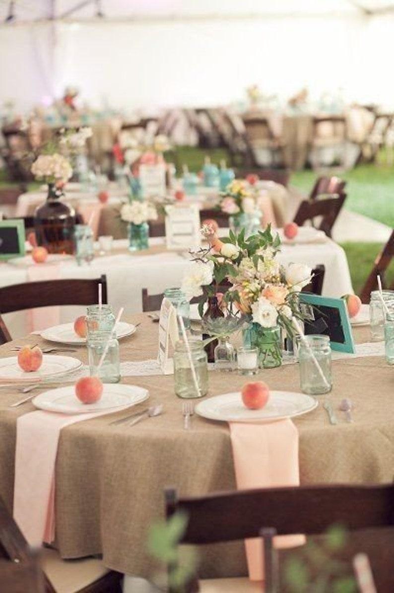 Round Burlap Tablecloth, image size:794x1194