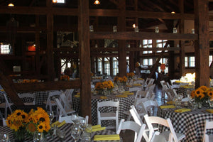 Round Checkered Tablecloth, Gingham Tablecloths  at a wedding reception