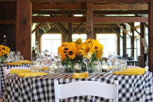 Round Checkered Tablecloth,  black and white gingham tablecloth