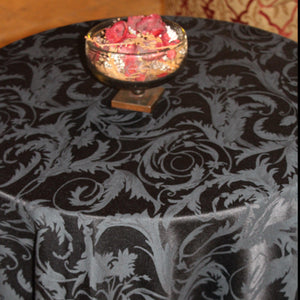 Black damask tablecloth, merose damask table linen 
