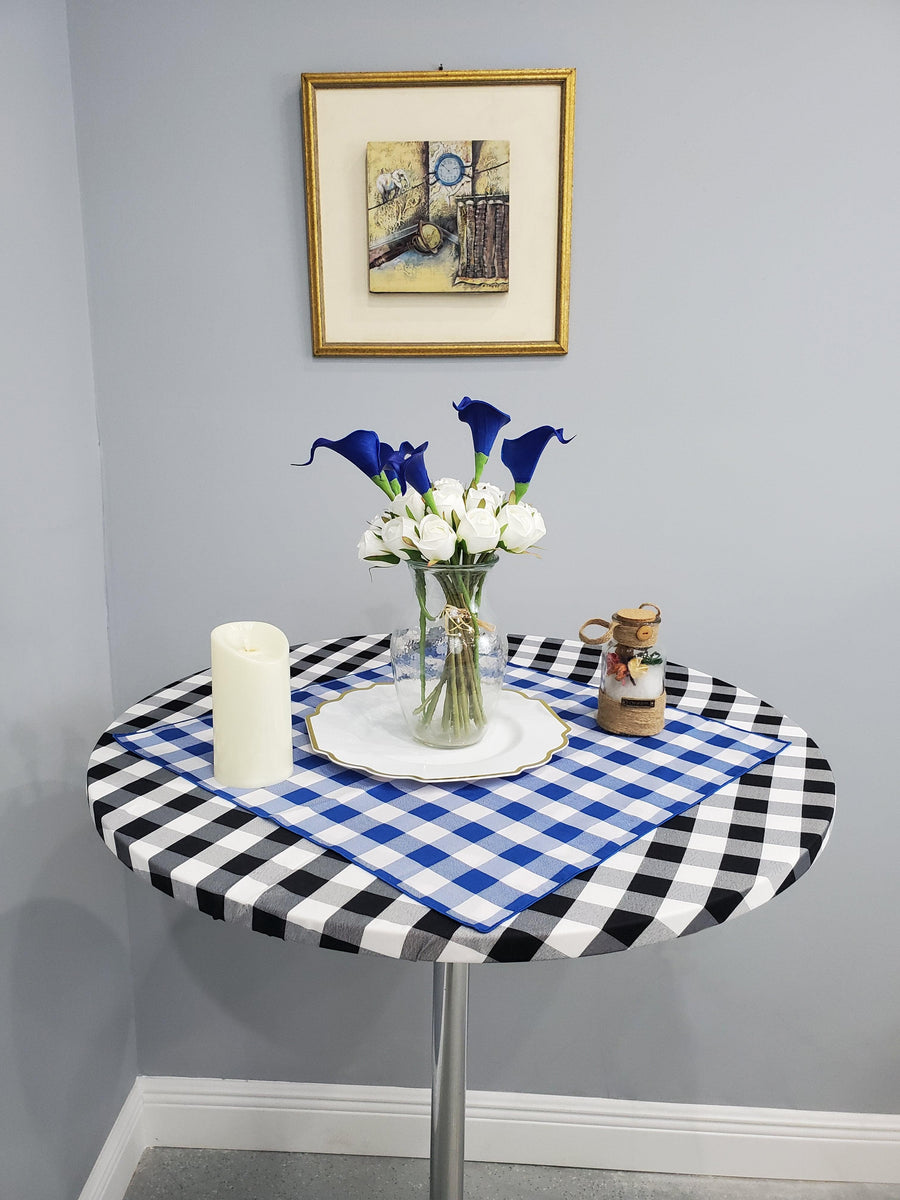 Round Poly Check Table Topper With Elastic