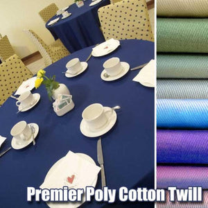 Round Poly Cotton Twill Table Topper With Elastic - Premier Table Linens - PTL 